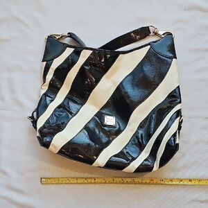 Dooney & Bourke  Black and Cream Striped Shoulder Bag. Used Once